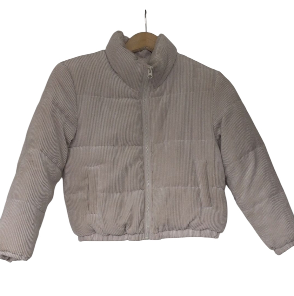 Corduroy Puffer Jacket Girls Size 10 Pockets Sherpa Lining